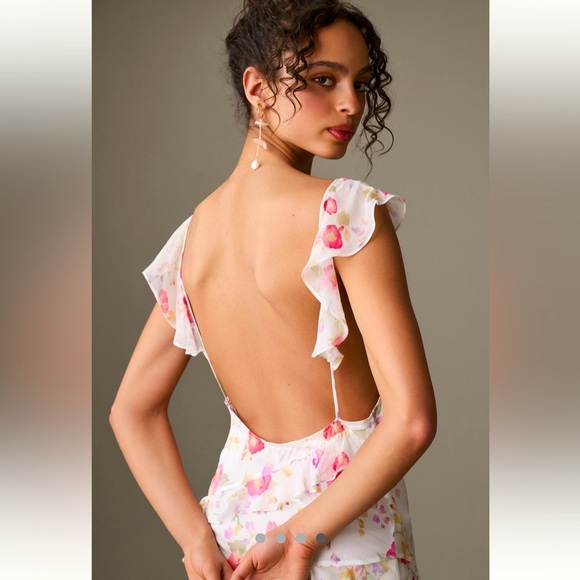 RIXO Anthropologie NWT RIXO Gail V-Neck Floral Ruffled Maxi Dress size S. - Picture 6 of 9